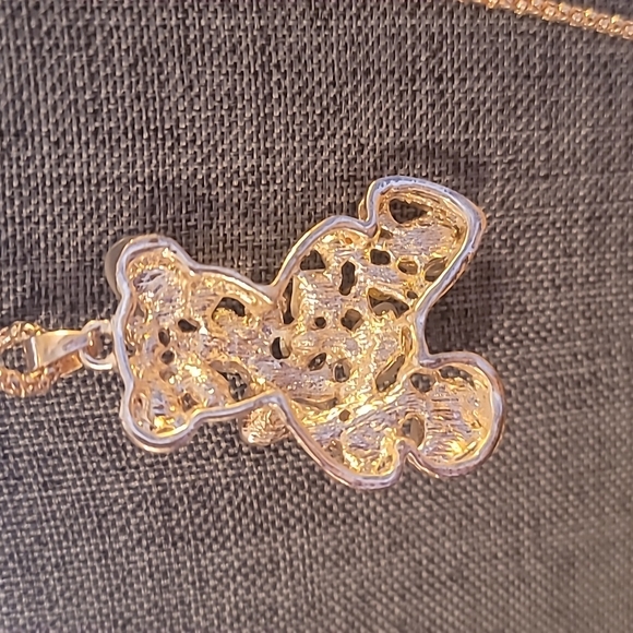 Betsey Johnson Stone Embellished Bear With Bow Necklace - Picture 3 of 5